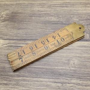 Regola "Blindman's" vintage di qualità da 24 pollici Rabone n. 1167 a quattro pieghe in ottone e bosso