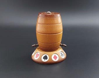 Vintage Barrel-Shaped Beech Wood Bridge Marker & Pencil Holder. c.1930s/40s
