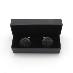 Vintage WW2 Royal Air Force (RAF) Black Bakelite Button Chain Link Cufflinks – 22mm