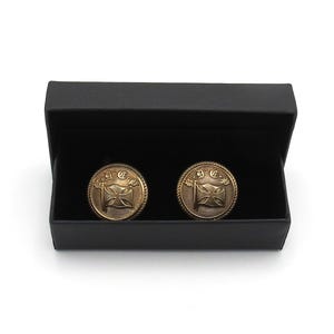 Antique/Vintage Harrison Line Button Chain Link Cufflinks – 24mm