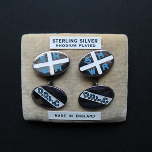 Quality Vintage Sterling Silver and Enamel Cufflinks DDLC / SHWR – Mint Condition & Unworn