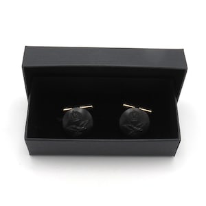 Vintage WW2 Royal Air Force (RAF) Black Bakelite Button Chain Link Cufflinks – 18mm