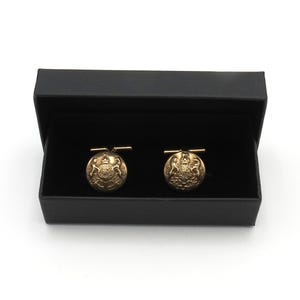 Vintage WW1/WW2 Period British Army General Service Button Chain Link Cufflinks – 17mm