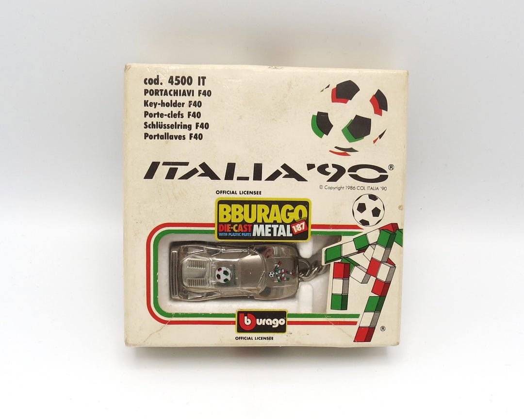 Vintage Burago Ferrari F40 Italia '90 FIFA World Cup Keyring/key