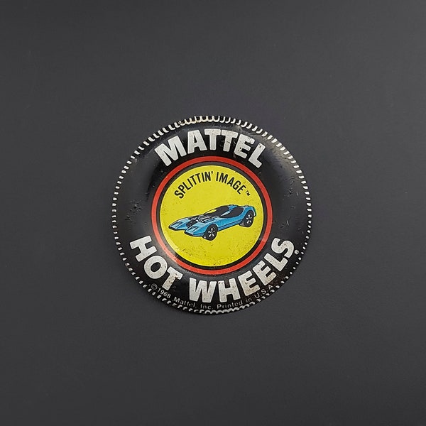 Scarce Vintage Mattel Hot Wheels Splittin' Image Toy Car Tin-Plate Button Badge. c.1968 - FREE UK DELIVERY