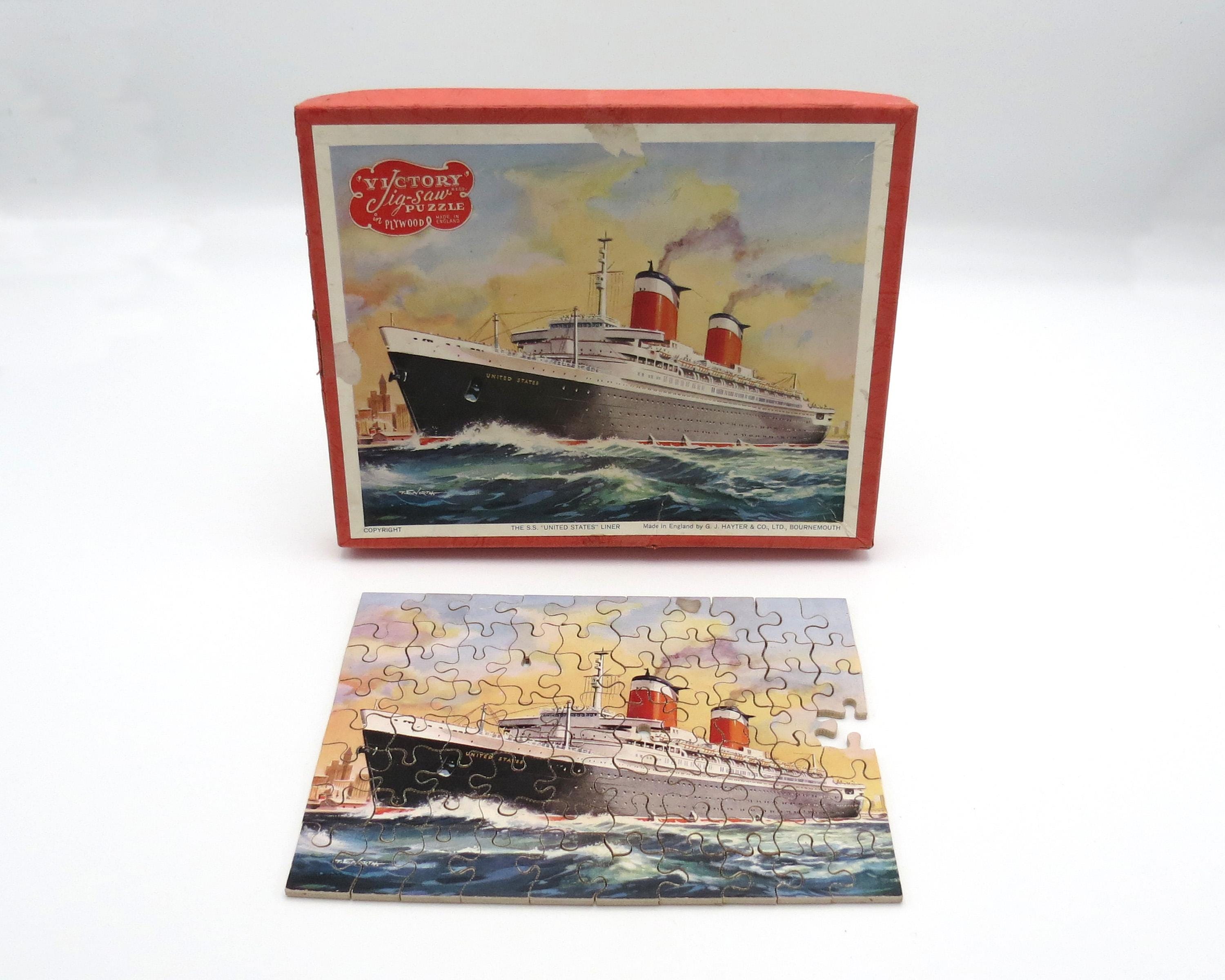 Vintage 1950s SS United States Liner 'victory' Wooden Jig-saw