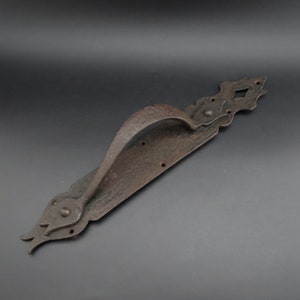 Large 14.5&quot; Genuine Antique Art Nouveau Hand-Forged Wrought Iron Door Pull Handle