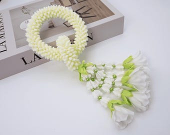 Thai Jasmine Garland Phuang Malai, Realistic Artificial Flower for Wedding, Buddhist Prayer, Home Decor, Thai Souvenir, Floral Garland