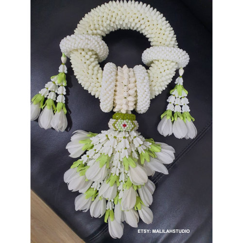 Thai/Khmer Flower Garland Elegant for Pre wedding Photography Thai Wedding Ceremony Vintage Decoration Home and Deco, Gift, Worship Monk