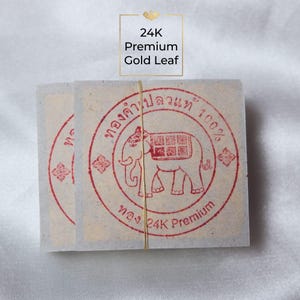 24K Pure Gold Leaf (99.9%) Edible Food Grade, 4x4 cm Luxury Spa Face Mask, Cake Decorating Gold Foil, Genuine Thai Gold Leaf for Wellness