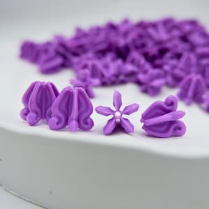 Purple Crown Flower Beads for Hawaiian Lei Making, Durable Plastic Dok Rak, Waterproof Graduation Lei Supplies, Papale Decor (DDP Paid)