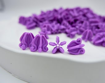 Purple Crown Flower Beads for Hawaiian Lei Making, Durable Plastic Dok Rak, Waterproof Graduation Lei Supplies, Papale Decor (DDP Paid)