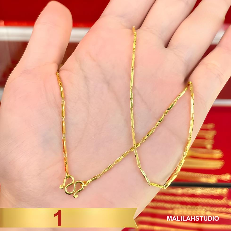 Necklace Gold Plated 18 Inches, 24K Thai Baht Yellow Gold, Gift for Her, Fashion Jewelry, Occasional Gift Minimalist Look part1