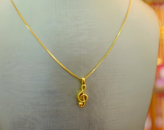 24K Pure Gold Keynote Charm Necklace: Minimalist Pendant, Gold Vermeil, Delivered Duty Paid