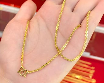 24K Thai Baht Gold Plated Necklace - 18 Inch Minimalist Jewelry