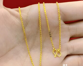 Gold Plated Necklace: Dainty 18 Inch Chain, Minimalist Layering Jewelry