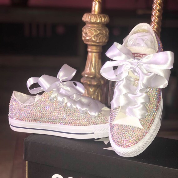 Ab Rhinestones Bridal Bedazzled Converse Etsy