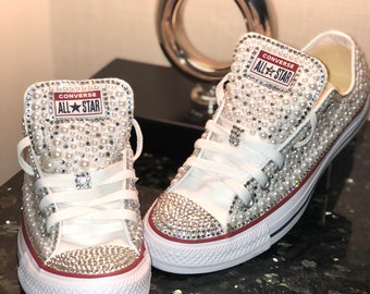 Custom Bridal Bedazzled Converse Wedding Shoes Swarovski Crystal