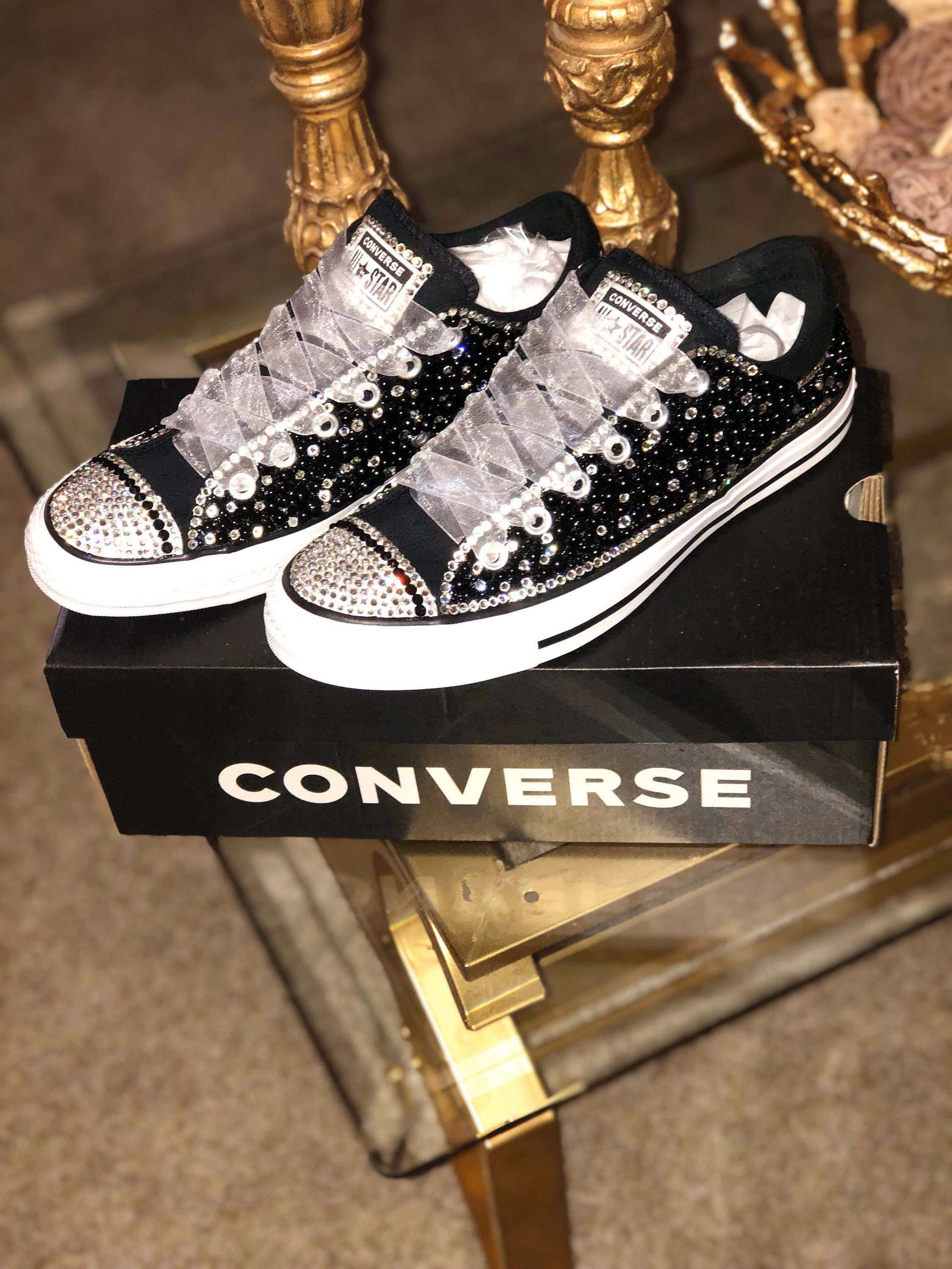 black bedazzled converse