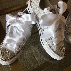 Custom Bridal Converse Wedding Shoes Swarovski Crystal Wedding Shoes ...