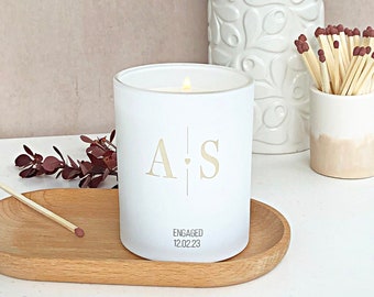 Engagement Gift Scented Candle, Personalised Glow Wedding Candle, Soy Wax, Initials Candle.