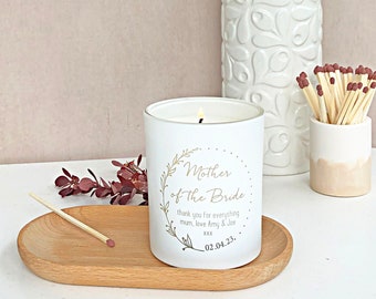 Mother of the Bride Gift, Luxury Scented Candle, Personalised Glow Through Wedding Candle, Soy Wax.