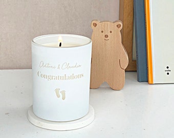 New Mum Gift Personalised Scented Candle Gift:  New Baby Gift - Soy Wax -  New Parent Gift