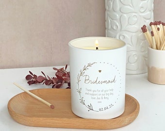 Bridesmaid Gift, Personalised Scented Candle, Soy Wax