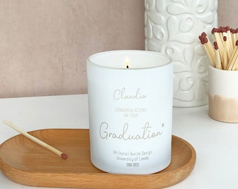 Graduation Gift Personalised Candle, Soy Wax, Exam Congratulations Gift For Her