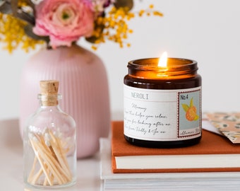 Mothers Day Gift Personalised Neroli Candle, Soy Wax