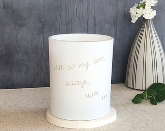 Sympathy Gift, Personalised Handwriting Memorial Scented Candle, Sorry For Your Loss, Thinking of You