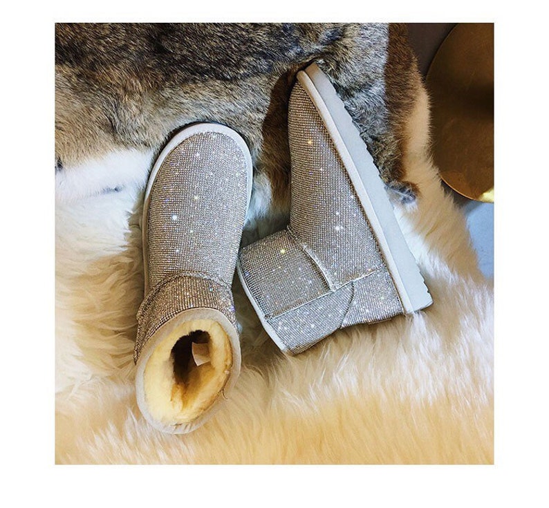 Bedazzled Fur Ankle Boots