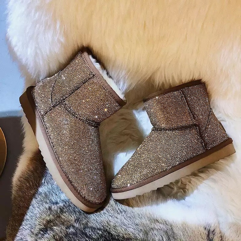 Bedazzled Fur Ankle Boots