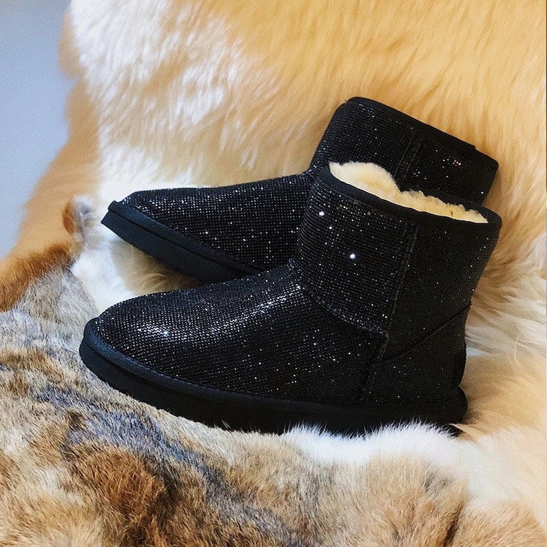 Bedazzled Fur Ankle Boots