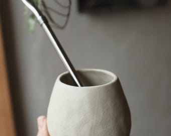 Handgemaakte keramische yerba mate kalebas kalebas Calabaza-kalebas met wit glazuur 250 ml