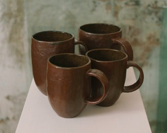 Handmade Ceramic Tea Coffee Cup with Rust Glaze 350ml