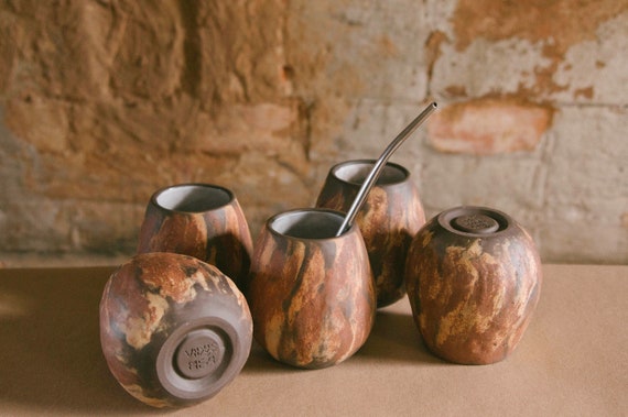 高品質マテ壺　伝統のひょうたんとレザー使用 高品質マテ壺 伝統のひょうたんとレザー使用