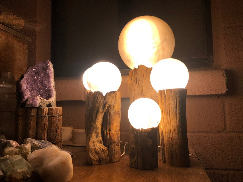 Selenite Lamp Sphere Large Healing Saguaro Cactus Rib Ribs Crystal Ball