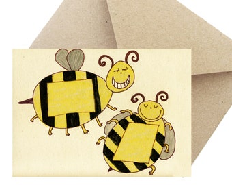 Greeting Card Birthday Gift certificate "Bees"