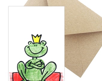 Greeting Card birthday Gift "Frog King"