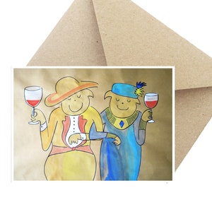 Cadeau d’anniversaire de carte de voeux carte postale « Ladies avec du vin »