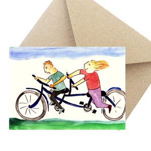 Carte postale carte de voeux anniversaire mariage cadeau « Tandem »