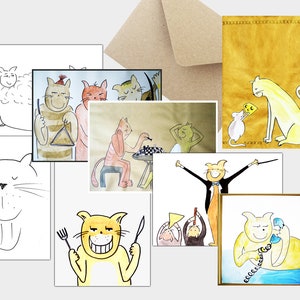 Cartes a fixé les « Chats » - 8 chat cartes cartes postales cartes de voeux collection cartes incl. enveloppes