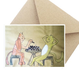 Tarjeta de felicitación postal Regalo de cumpleaños "Juego de ajedrez"