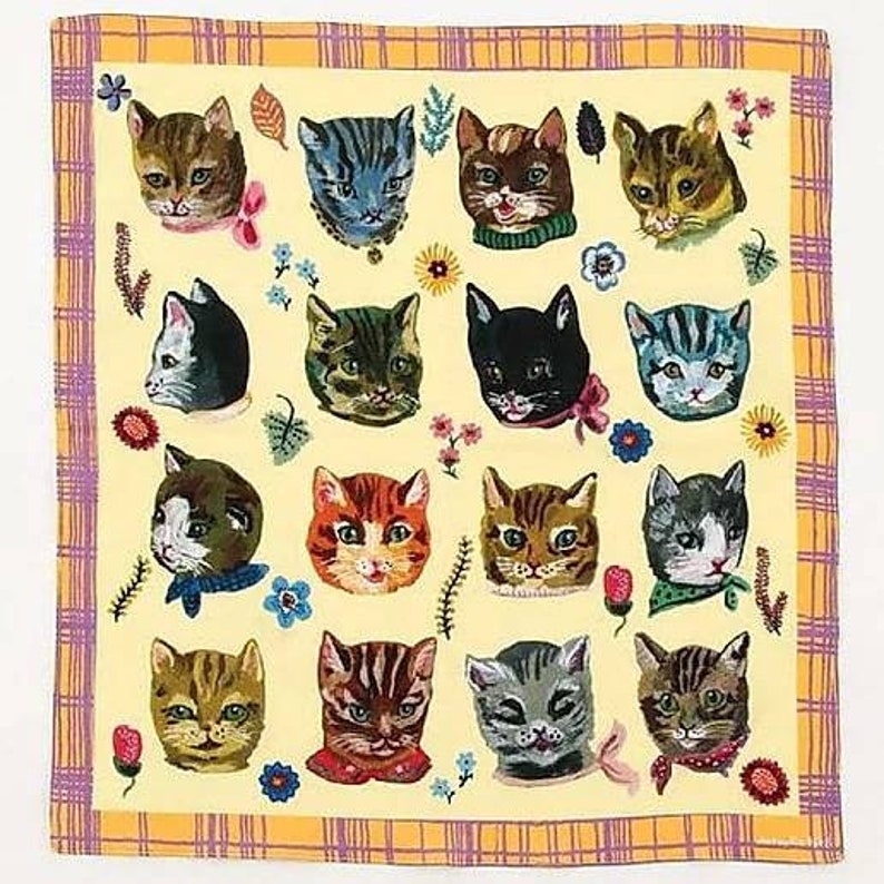 Nathalie Lete Japan Limited Cats Handkachief Etsy Nathalie Lete Japan Limited Cats Handkachief Etsy