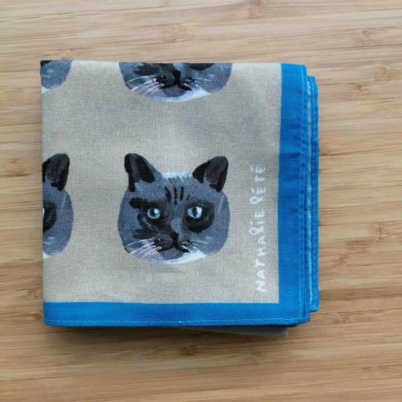 Japan Limited Nathalie Lete Cat Max Handkachief Etsy