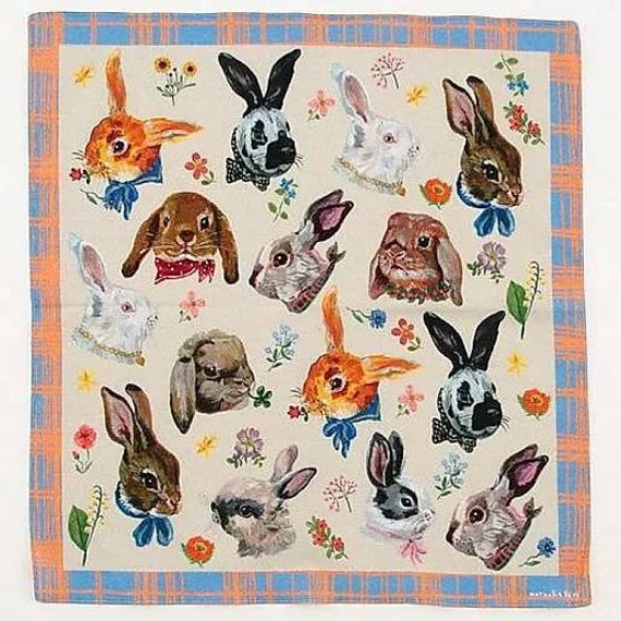 Sale 21 Japan Limited Nathalie Lete Handkachief Bunny Etsy