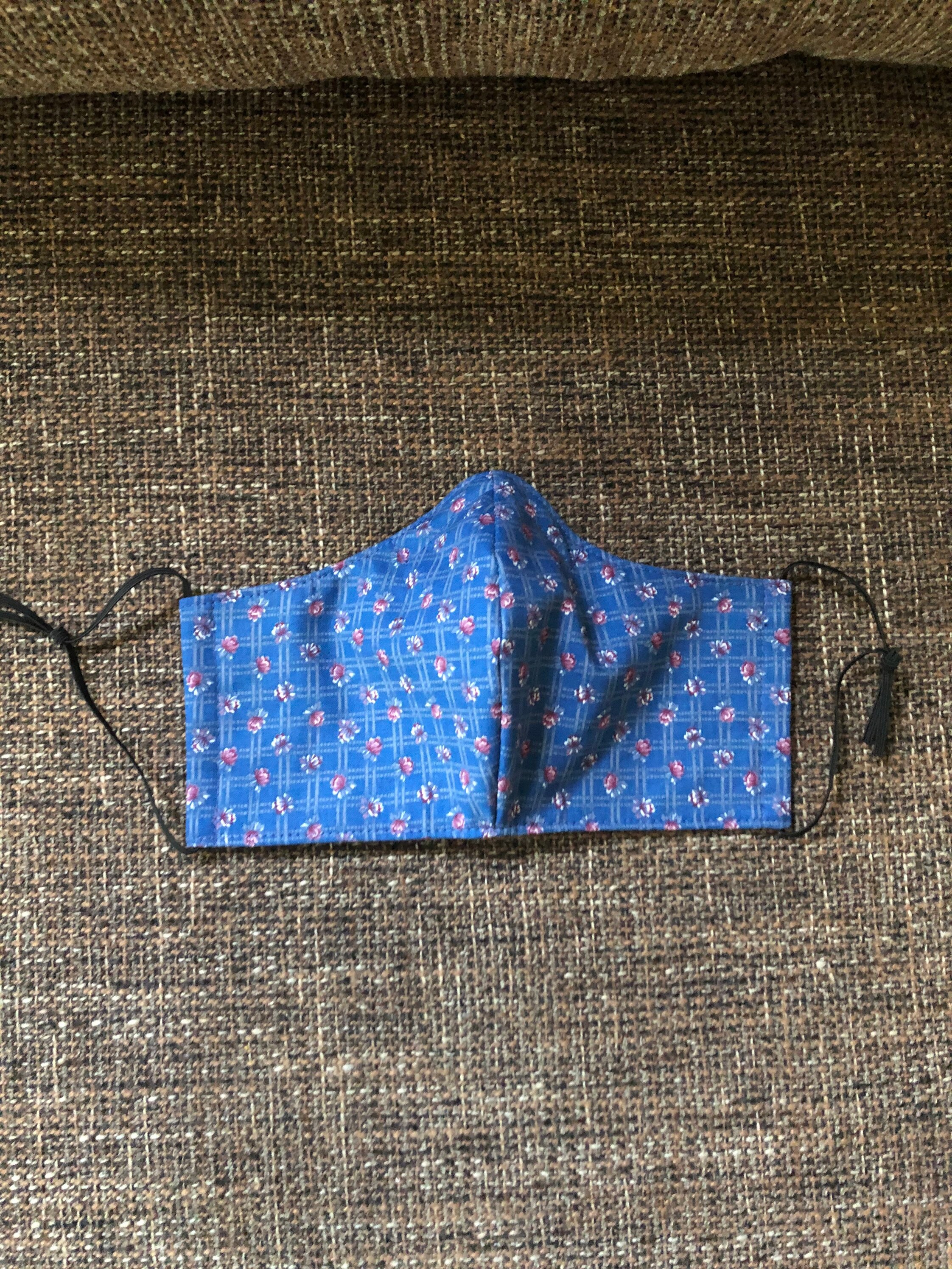 Reusable Face Mask Blue Paid With Floral Etsy UK