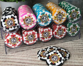 Personalised Poker Set UK - Monogram Poker Chips Poker Player Gift - 200 poker chips with accessories