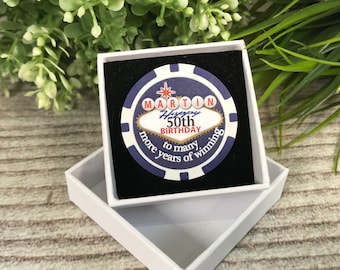 Personalised Poker Chip Casino Gift Blackjack Bespoke Unique Message Token - Made in UK